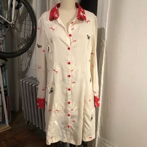 Nishe Butterfly 🦋 Embroidered Silky Shirt Dress❤️